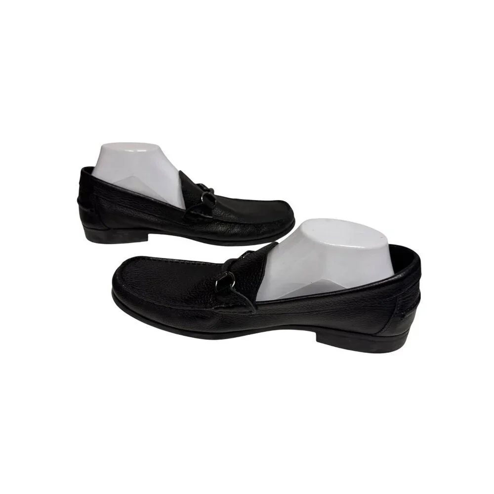 Marc Joseph Stafford Ave Men's Loafers Black Pebbled Leather Cushion Size 12